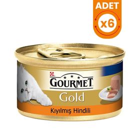 Gourmet Gold 6x85 gr Gold Kıyılmış Hindili Yetişkin Konserve Kedi Maması