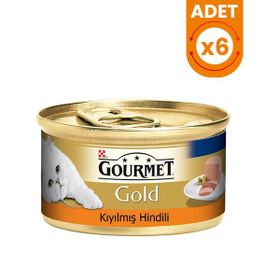 Gourmet Gold 6x85 gr Gold Kıyılmış Hindili Yetişkin Konserve Kedi Maması
