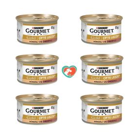 Gourmet Gold 6x85 gr Hindi Ördek Çifte Lezzet Kedi Konservesi