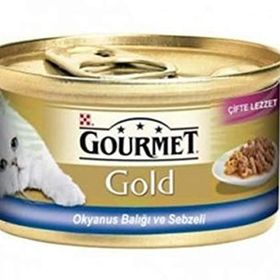 Gourmet Gold 6x85 gr Parça Etli Balık Ispanaklı Çifte Lezzeti Kedi Konservesi