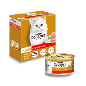 Gourmet Gold 72 x 85 gr Kıyılmış Sığır Etli Ezme Kedi Yaş Maması