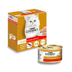 Gourmet Gold 85 gr 6 Adet Kıyılmış Sığır Etli Yaş Kedi Maması