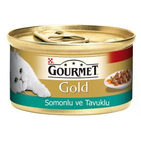 Gourmet Gold 85 gr Parça Etli Somonlu Ve Tavuklu Yetişkin Kedi Konserve Yaş Maması