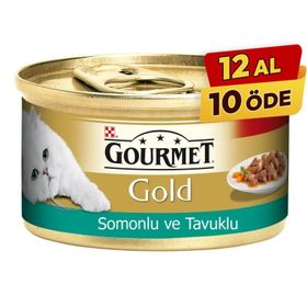 Gourmet Gold 85 gr Parça Etli Somonlu Ve Tavuklu Yetişkin Kedi Konserve Yaş Maması