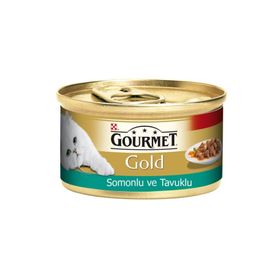 Gourmet Gold 85 gr Parça Etli Somonlu Ve Tavuklu Yetişkin Kedi Konserve Yaş Maması