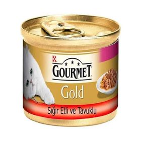 Gourmet Gold 85 gr Sığır Etli Tavuk Çifte Lezzet Kedi Kosnervesi