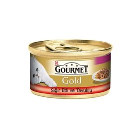 Gourmet Gold 85 gr Sığır Etli ve Tavuklu Yetişkin Konserve Kedi Maması
