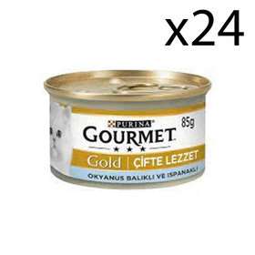 Gourmet Gold Çifte Lezzet Okyanus Balığı Ispanaklı Konserve 24x85 gr Kedi Maması