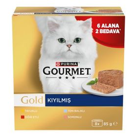 Gourmet Gold Kıyılmış Karışık 8x85 gr Yetişkin Kedi Konservesi
