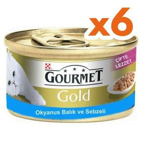 Gourmet Gold Okyanus Balıklı ve Sebzeli 6x85 gr Kedi Konserve Maması
