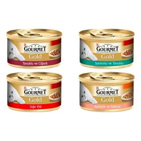 Gourmet Gold Parça Etli 4 Çeşit Karışık Konserve Yetişkin 24x85 gr Kedi Maması