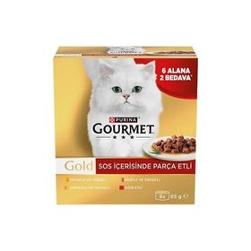 Gourmet Gold Parça Etli Karışık Çeşitli 8x85 gr Yetişkin Kedi Konservesi