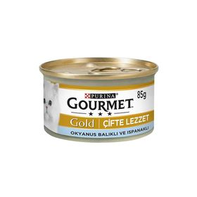 Gourmet Gold Parça Etli Okyanus Balıklı ve Ispanak Soslu 24x85 gr Kedi Konservesi