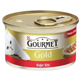 Gourmet Gold Parça Etli, Sığır Etli 8 gr Yaş Kedi Konservesi