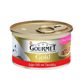 Gourmet Gold Parça Etli Sığır Etli ve Tavuklu 85 gr Kedi Konserve