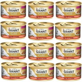 Gourmet Gold Parça Etli Somonlu ve Tavuklu 85 gr x12 Yetişkin Kedi Konservesi
