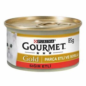 Gourmet Gold Parça Etli Soslu Sığır Etli 85 gr Yetişkin Kedi Konservesi