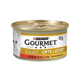 Gourmet Gold Parça Etli Soslu Sığır Etli ve Tavuklu 85 gr Kedi Konservesi