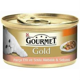 Gourmet Gold Parça Etli ve Soslu Alabalık Sebzeli 3x85 gr Kedi Konserve