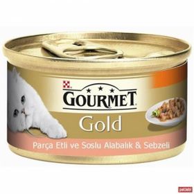 Gourmet Gold Parça Etli ve Soslu Alabalık ve Sebzeli 85 gr Yetişkin Kedi Konservesi