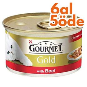 Gourmet Gold Parça Etli ve Soslu Sığır Etli 85 gr 6 Al 5 Öde Yaş Kedi Maması