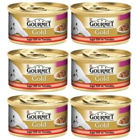 Gourmet Gold Parça Sığır Etli ve Tavuklu Yetişkin 85 gr x 6 Adet Kedi Konservesi