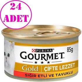 Gourmet Gold Sığır Etli ve Tavuklu 85 gr X 24 Adet Yetişkin Kedi Konservesi