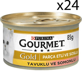 Gourmet Gold Somonlu Tavuklu 24x85 gr Kedi Konserve Maması