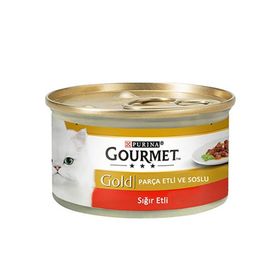 Gourmet Gold Soslu Parça Sığır Etli 12x85 gr Kedi Konservesi