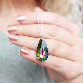 Gözde Kadın 925 Ayar Gümüş Mistik Swarovski Taşlı Kolye
