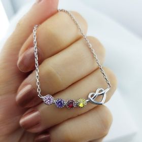 Gözde Kadın 925 Ayar Gümüş Sonsuz Aşk Renkli Taşlı Kolye