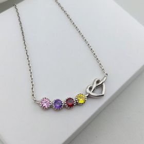 Gözde Kadın 925 Ayar Gümüş Sonsuz Aşk Renkli Taşlı Kolye