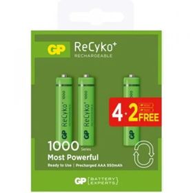 GP 1000 Serisi 950 mAh AAA 6'lı Şarj Edilebilir İnce Kalem Pil