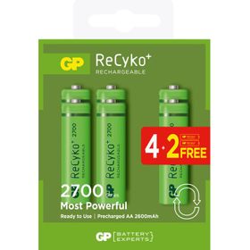 GP Batteries Recyko+ 2700 1.2 Volt 6'lı Kart AA Kalem Ni-Mh Şarjlı Pil