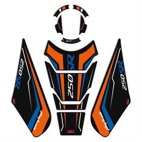 GP Kompozit CF Moto 250 SR 2020-2023 Uyumlu Turuncu - Mavi Tank Pad Seti