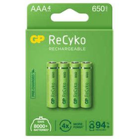 GP Recyko 650 mAh AAA 4'lü Şarj Edilebilir İnce Kalem Pil