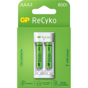 GP Recyko E211 USB Aa-Aaa Şarj Cihazı + GP Recyko 800 Mah Aaa 2'li İnce Pil