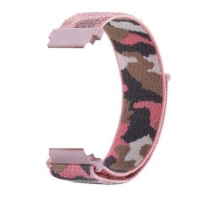 Gpack Amazfit GTS 2 Mini Cırtcırt Asker Desenli Kumaş Ayarlanabilir Açık Pembe Kordon
