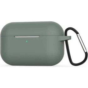Gpack Apple AirPods Pro Mat Kancalı Silikon A11 Koyu Yeşil Kulaklık Kılıfı