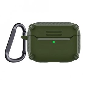 Gpack Apple AirPods Pro Sert Armor Karbon Görünüm A26 Koyu Yeşil Kulaklık Kılıfı