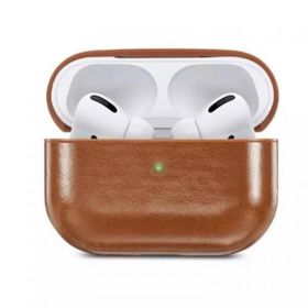 Gpack Apple AirPods Pro Suni Deri Kancalı Silikon SF9 Koyu Kahverengi Kulaklık Kılıfı