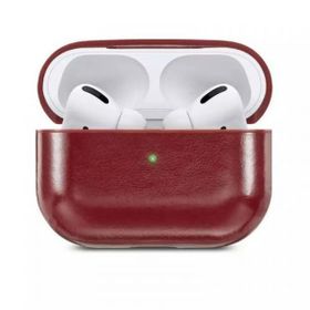 Gpack Apple AirPods Pro Suni Deri Kancalı Silikon SF9 Koyu Kahverengi Kulaklık Kılıfı