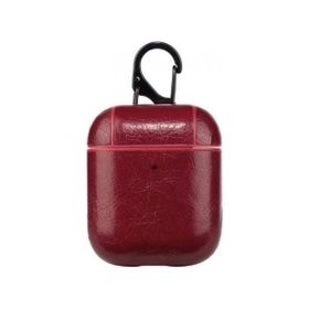 Gpack Apple AirPods Suni Deri Kancalı Silikon SF9 Kırmızı Kulaklık Kılıfı