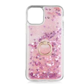 Gpack Apple iPhone 11 Pro Max Milce Sulu Yüzüklü Silikon Arka Kapak Gold Kılıf