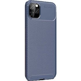 Gpack Apple iPhone 11 Pro Max Negro Karbon Dizayn Lacivert Silikon Kılıf