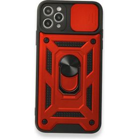 Gpack Apple iPhone 11 Pro Max Tank Aramid Sürgülü Vega Yüzüklü Kırmızı Kılıf