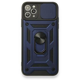 Gpack Apple iPhone 11 Pro Max Tank Aramid Sürgülü Vega Yüzüklü Lacivert Kılıf
