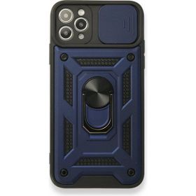 Gpack Apple iPhone 11 Pro Max Tank Aramid Sürgülü Vega Yüzüklü Nano Lacivert Kılıf
