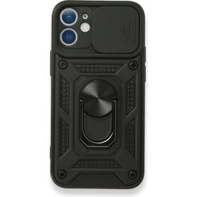 Gpack Apple iPhone 11 Tank Aramid Sürgülü Vega Yüzüklü Nano Siyah Kılıf
