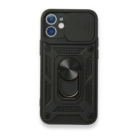 Gpack Apple iPhone 11 Tank Aramid Sürgülü Vega Yüzüklü Siyah Kılıf
